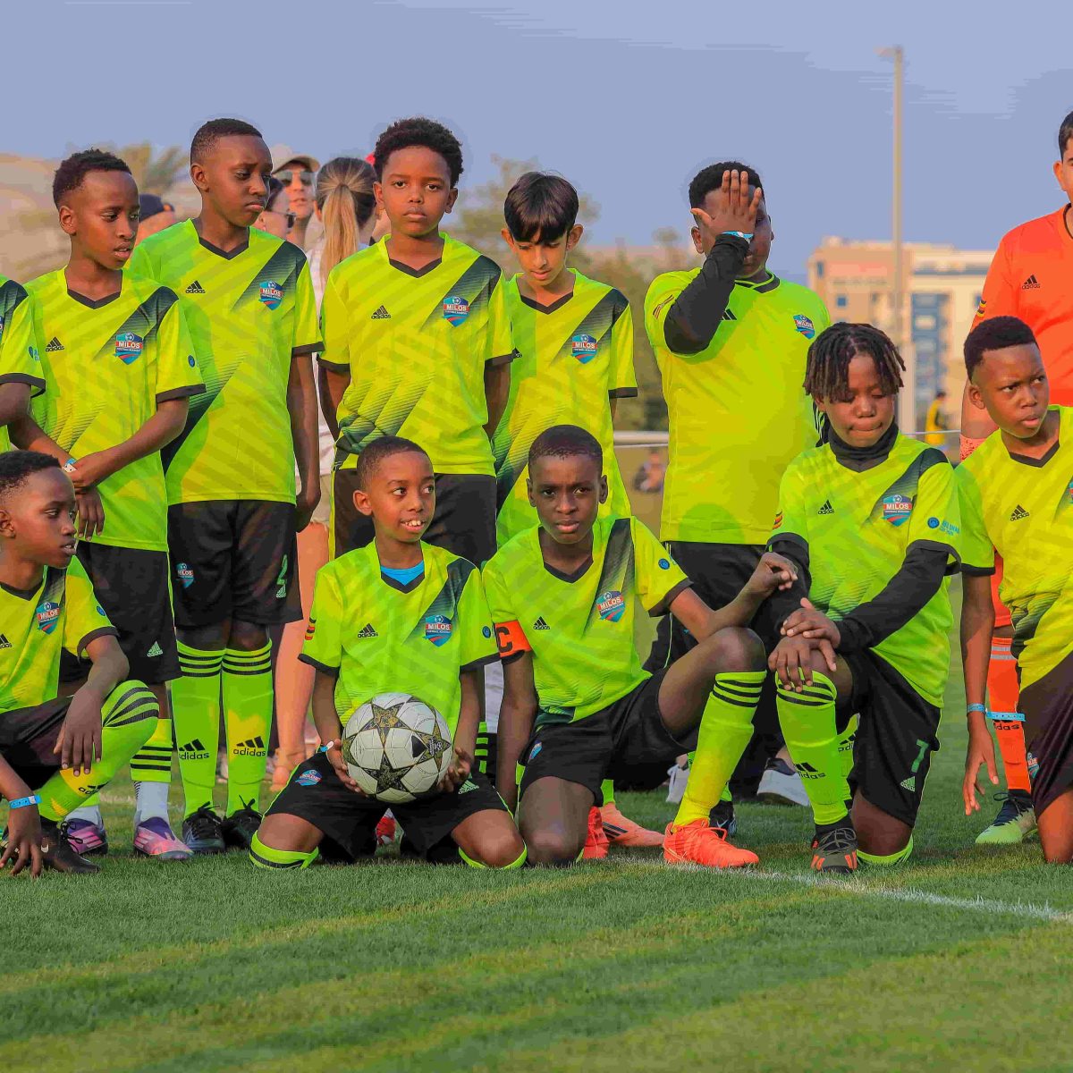 Milos Football Academy players in training
